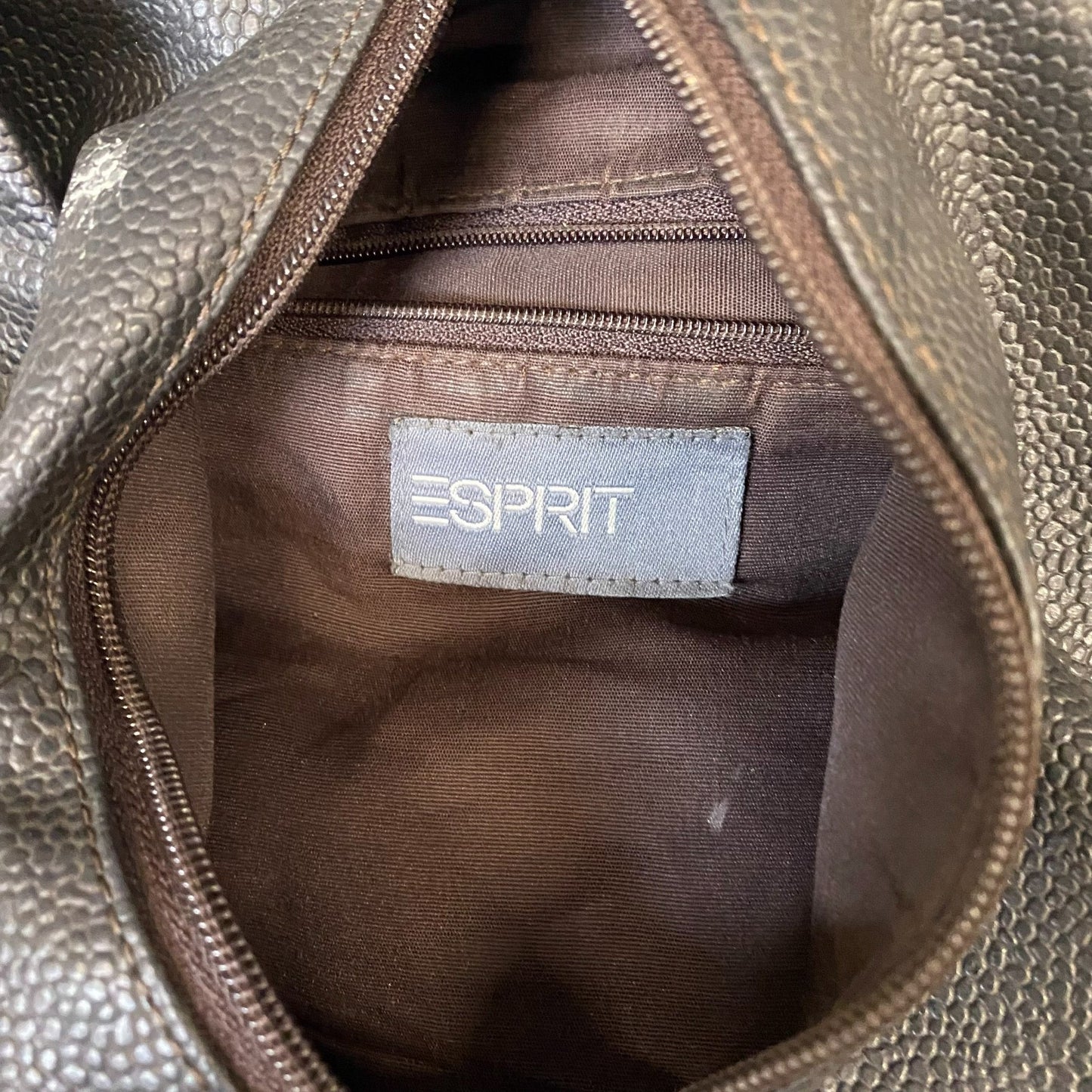 Esprit Travel Backpack Womens Black Pebbled Leather Adjustable Shoulder Strap