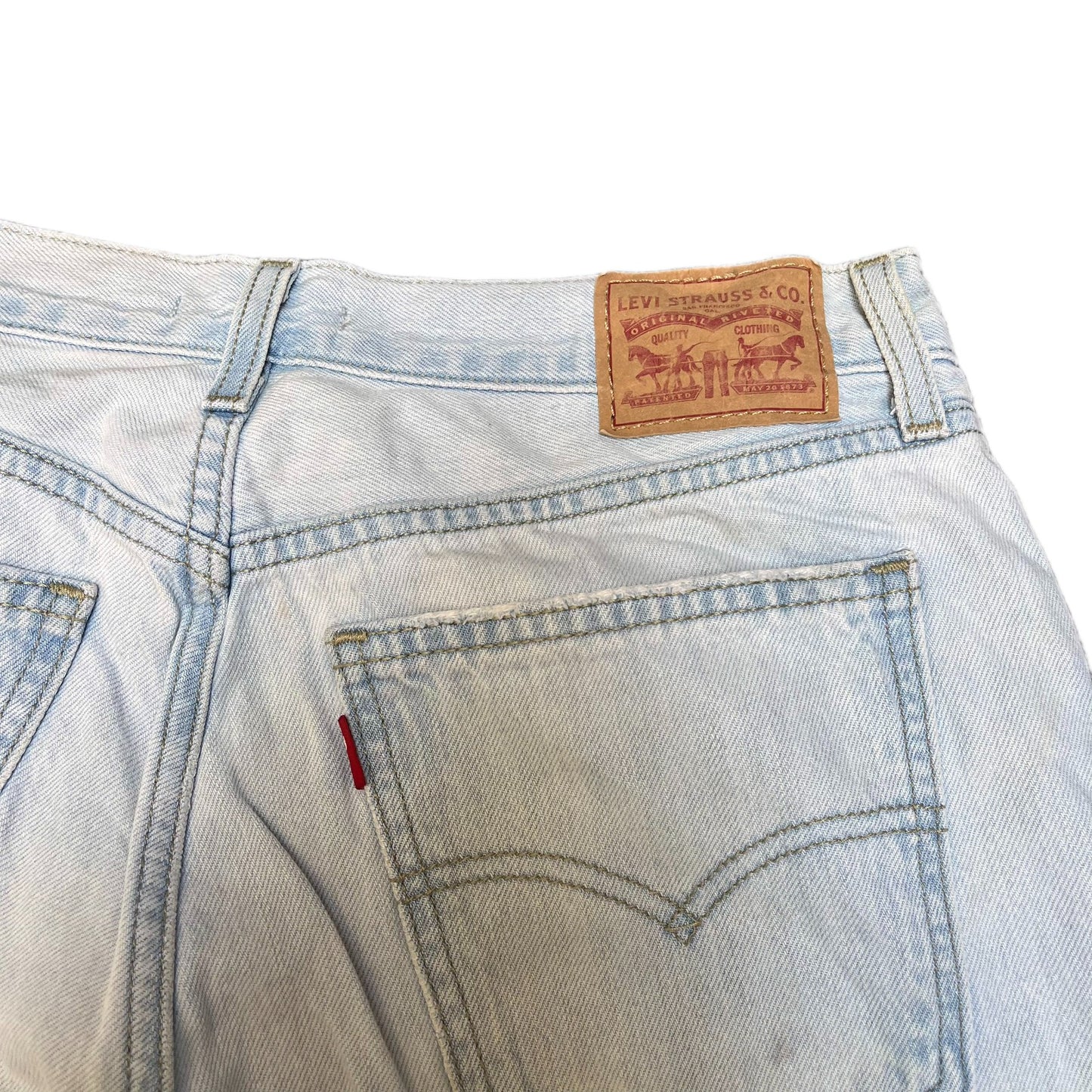 Levi's Low Pro Straight Jean Shorts Fits as Womens Medium 29" Waist Blue Denim