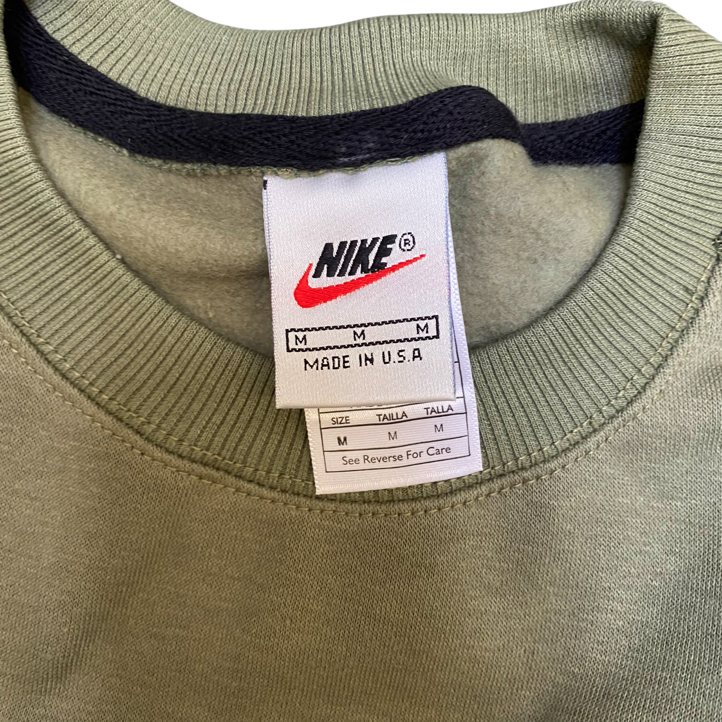 Nike Reworked Sweatshirt Mens M Green Heather Embroidered Long Sleeve Crew Neck