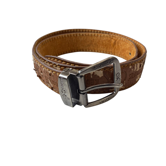 CK Cinturones Kebdana Waist Belt Mens Brown Leather Adjustable Buckle Size 41 in