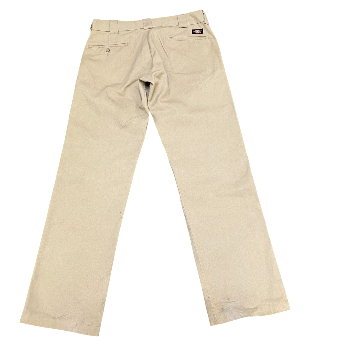Dickies Trousers Men's Large Beige Original Slim Straight Fit Slash Pockets
