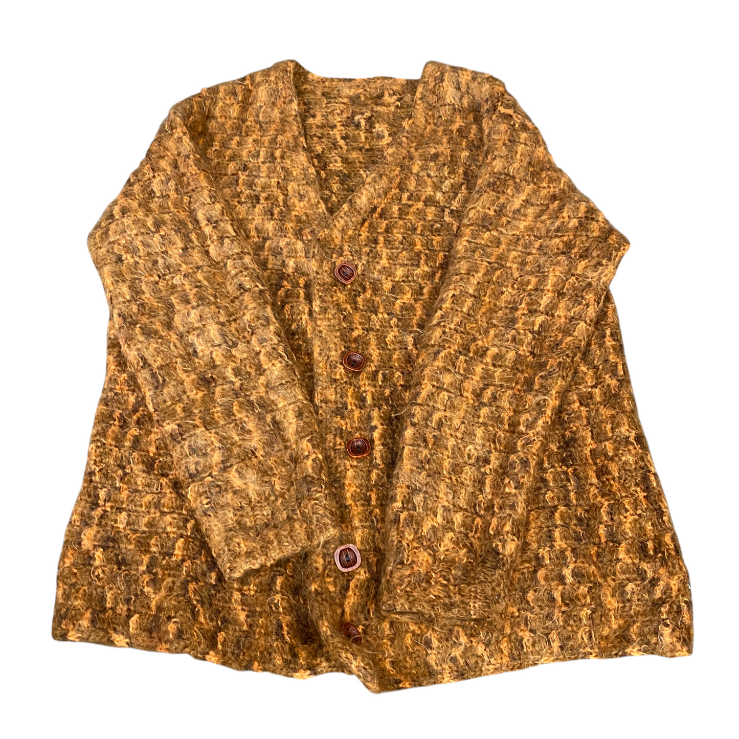 Womens Cardigan Jumper Medium Mustard Oversized Long Sleeve V Neck Button Front