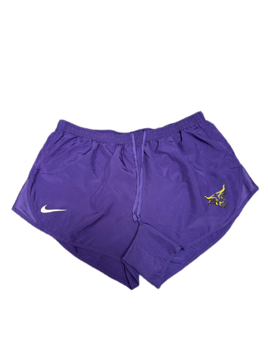 Nike Dri-FIT Running Shorts Bull Mascot Womens Large 31" Waist Purple Pull On
