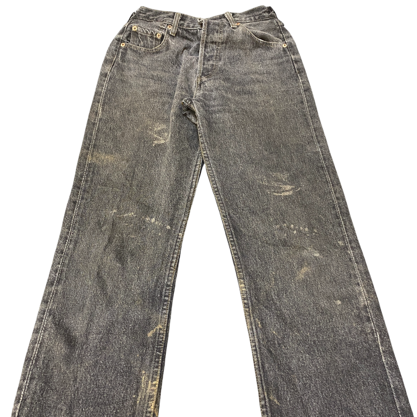 Levi's 501 Jeans Womens Medium Grey Denim Red Tab Flat Front Streetwear Grunge