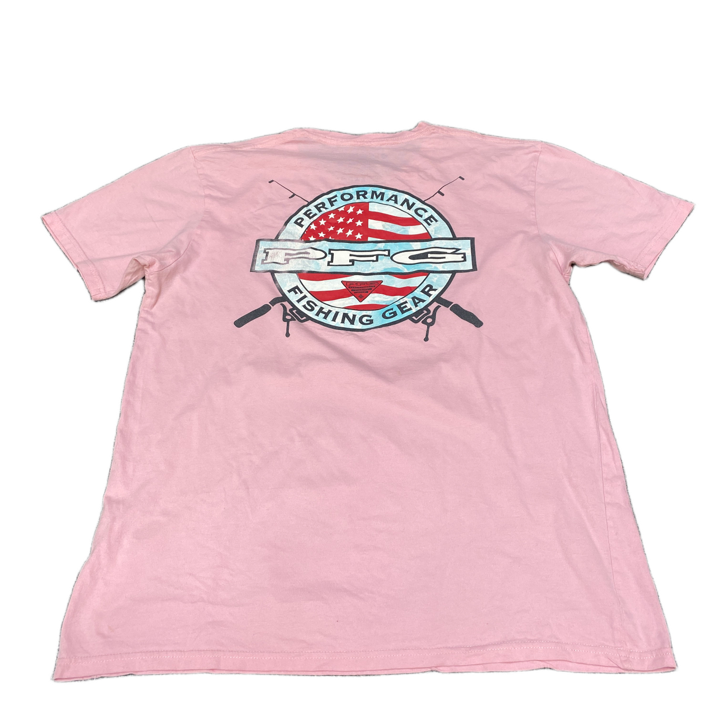 Columbia Fishing T-Shirt Mens S Pink PFG Graphic Back Short Sleeve Pullover Tee
