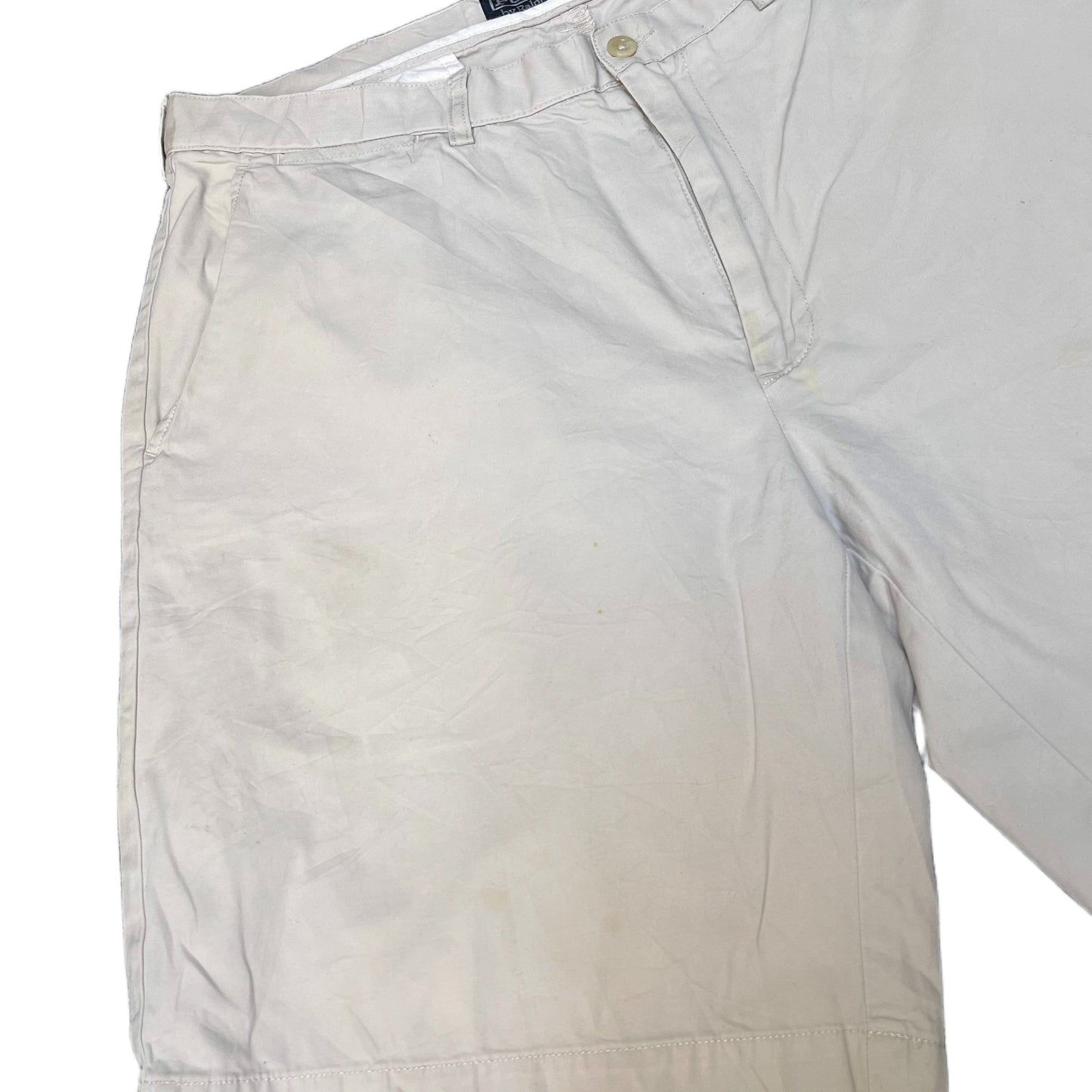 Vtg Polo Ralph Lauren Chino Shorts Fits as Mens XL 36" Waist Beige Flat Front