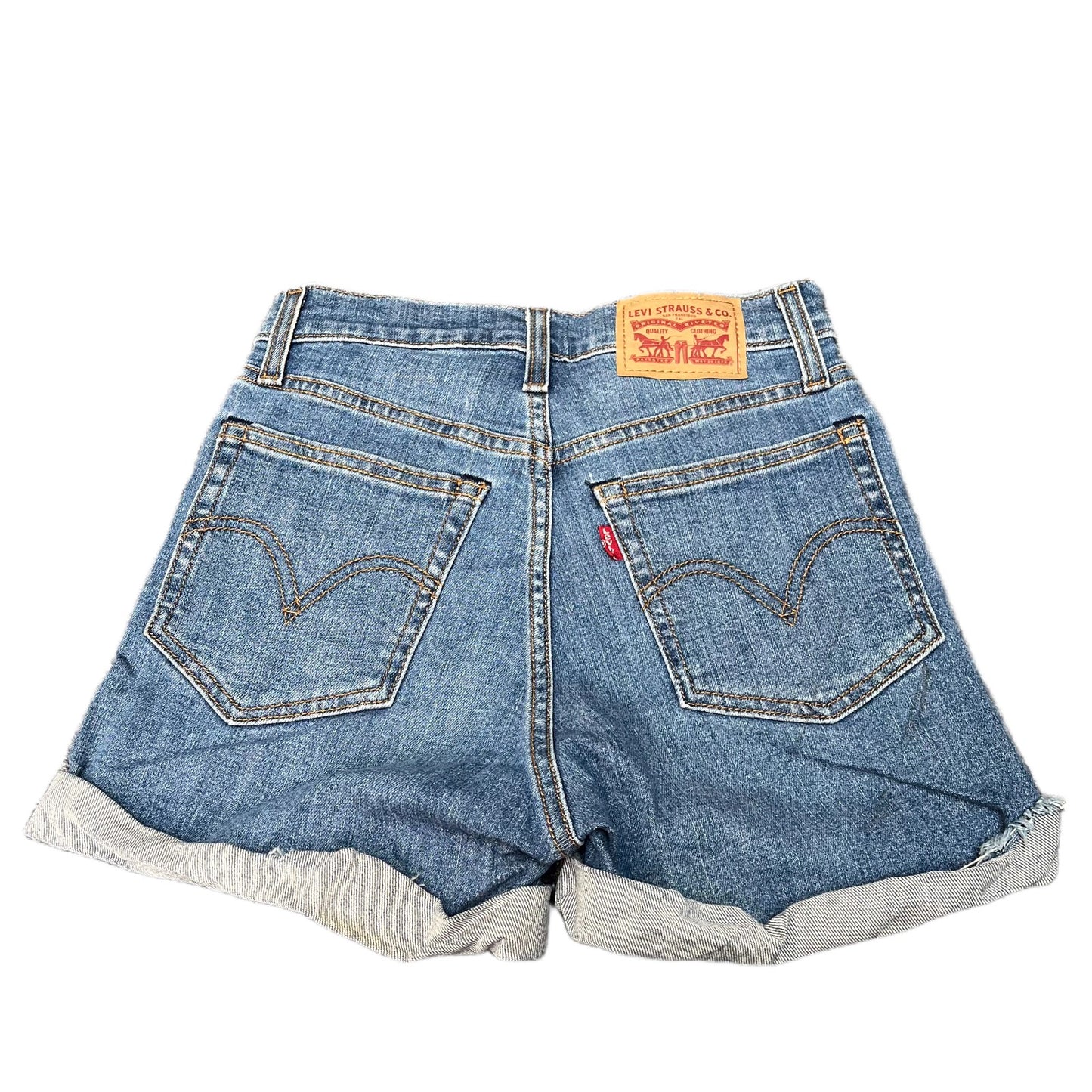 Levi's Wedgie Shorts Fits as Womens Small 24" Waist Blue Denim Distressed Cuffed