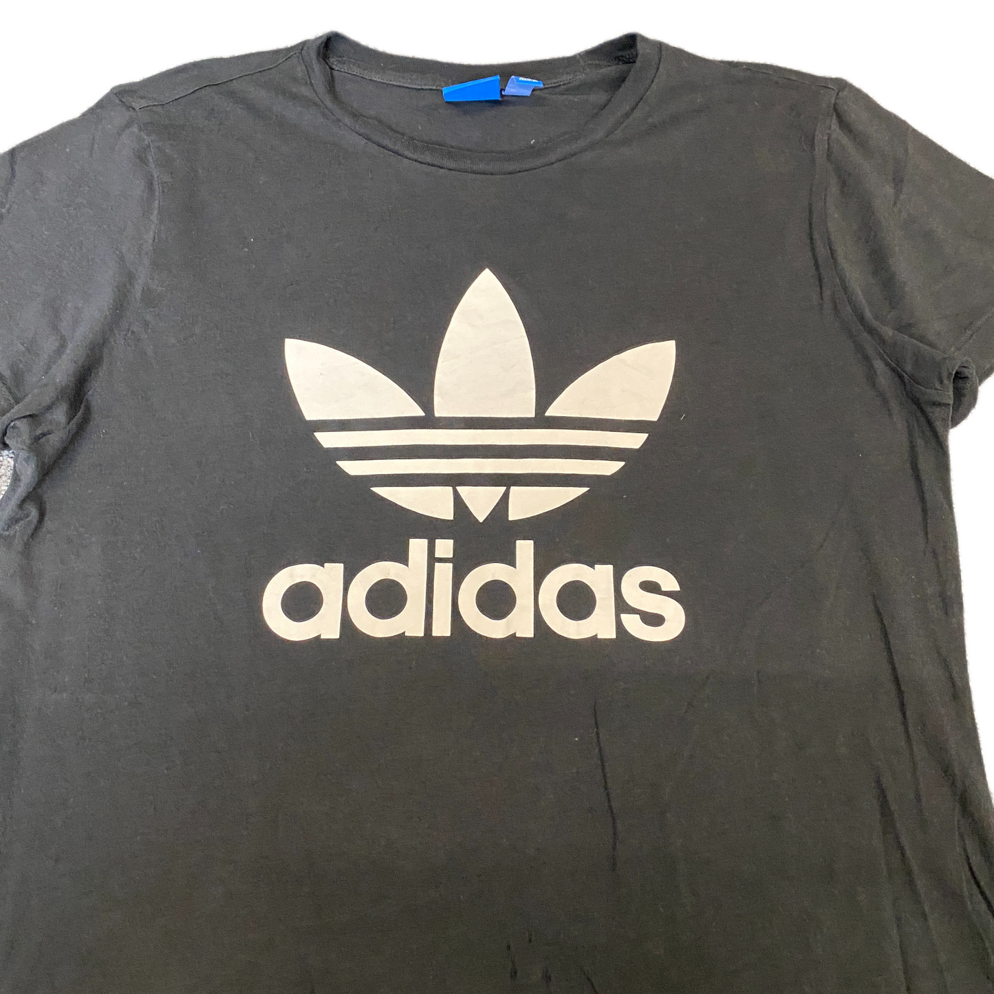 Adidas T-Shirt Women M Black Graphic Logo Casual Short Sleeve Crew Neck Pullover