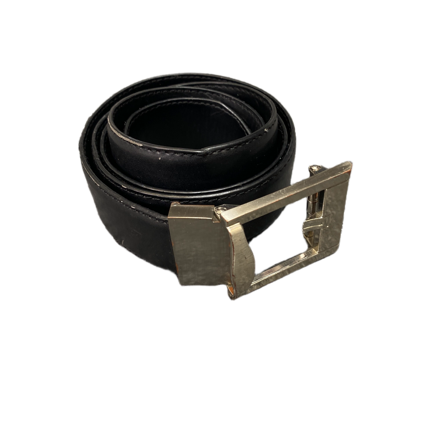 Jürgen Anders Collections Waist Belt Mens Black Leather Silver Buckle 47 inches