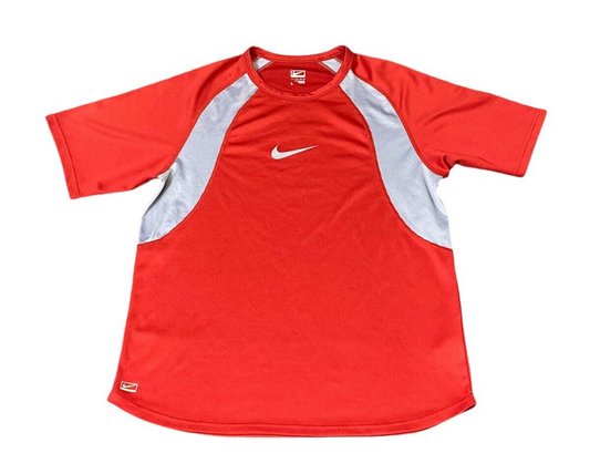 Nike Activewear T-Shirt Men's Large Red Mesh Gym & Training Crew Neck Pullover