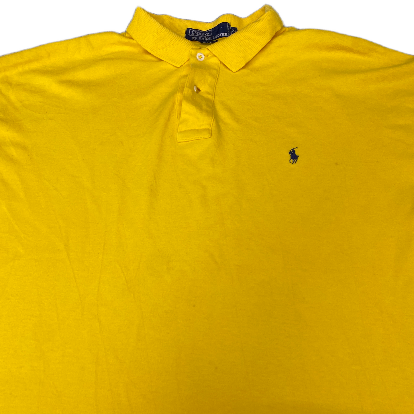 Polo Ralph Lauren Polo Shirt Mens XL Yellow Pony Logo High Low Slit Short Sleeve