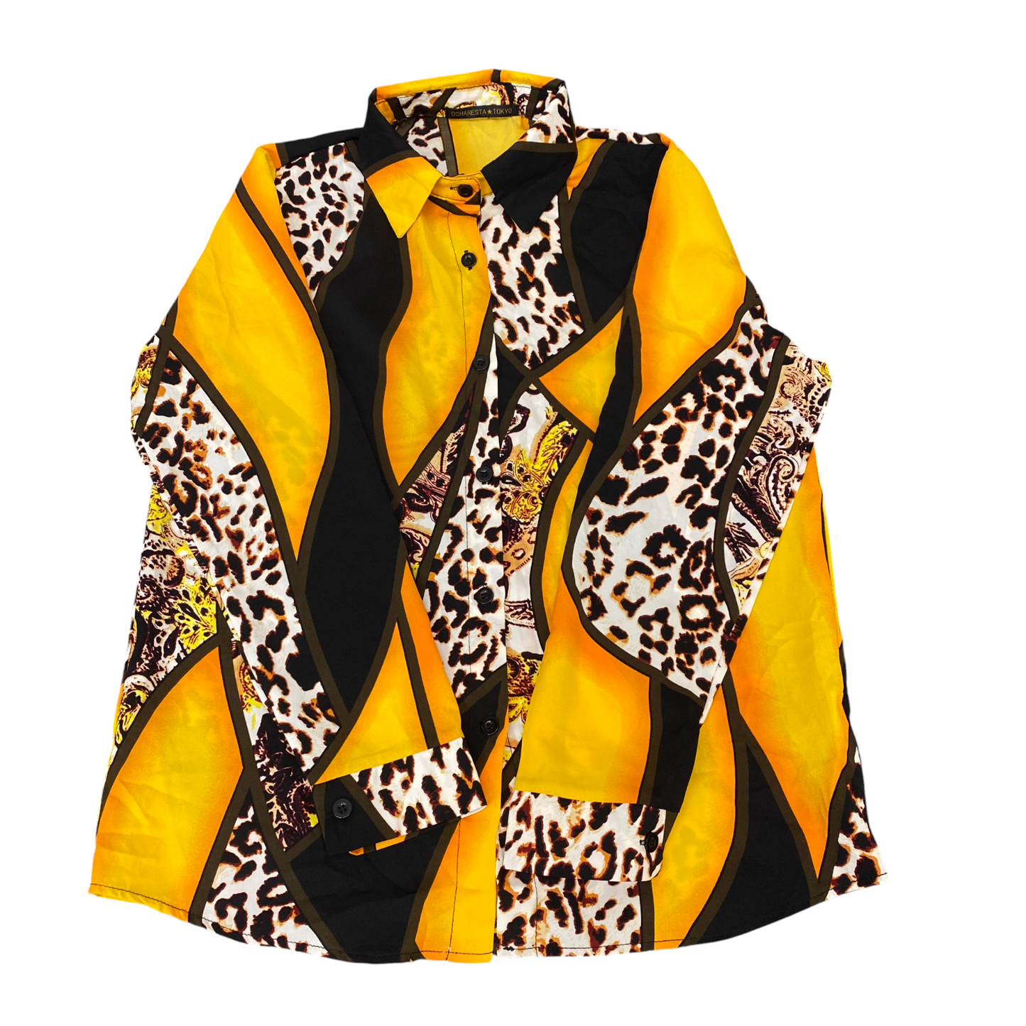 Osharesta Tokyo Shirt Womens M Multi Animal Print Long Sleeve Collar Button Down
