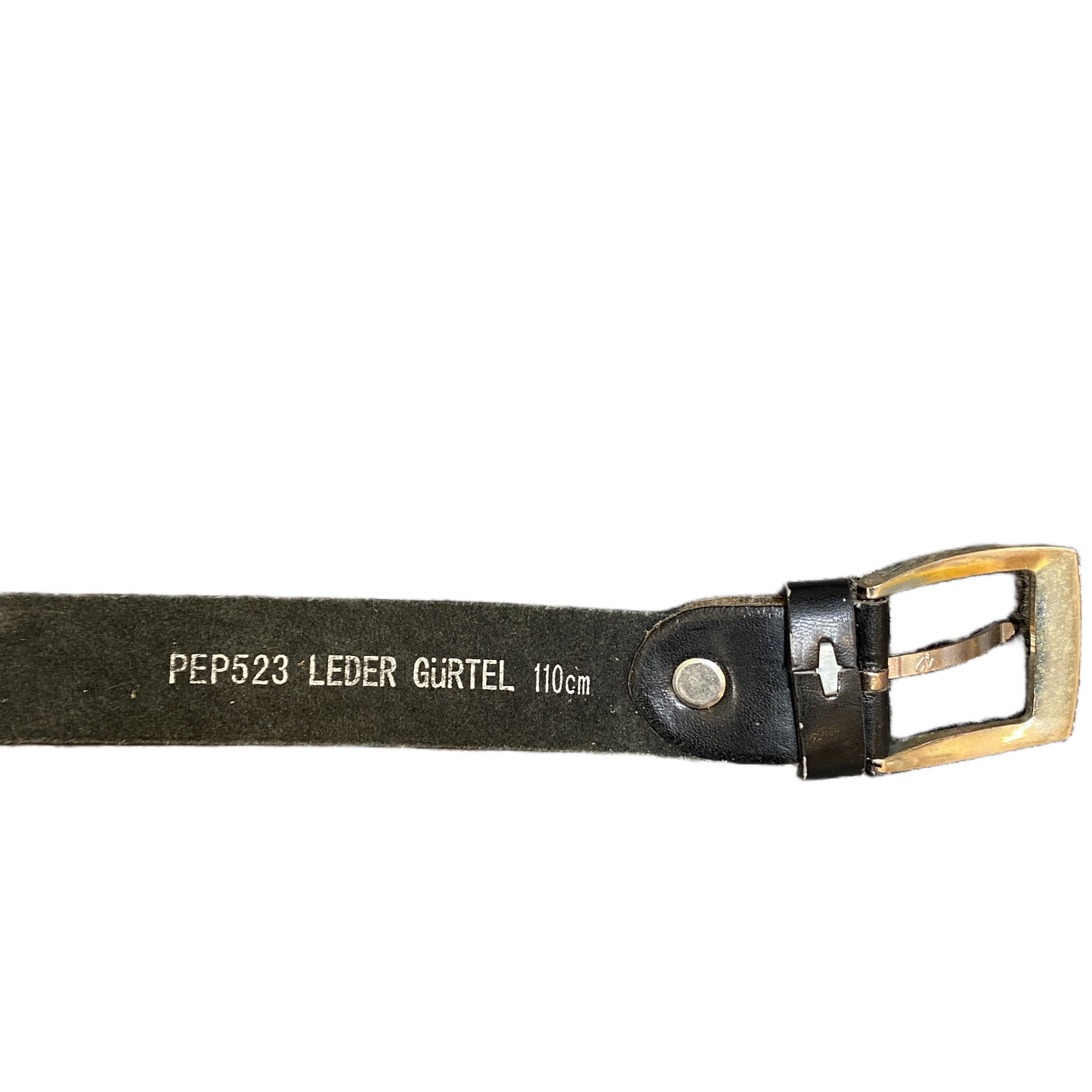 Mens Waist Belt Black Leather Adjustable Silver Pin Buckle 39.5 inches