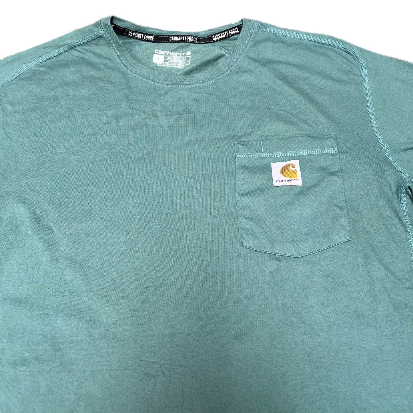 Carhartt Force Pocket T-Shirt Mens L Green Relaxed Fit Short Sleeve Summer Tee