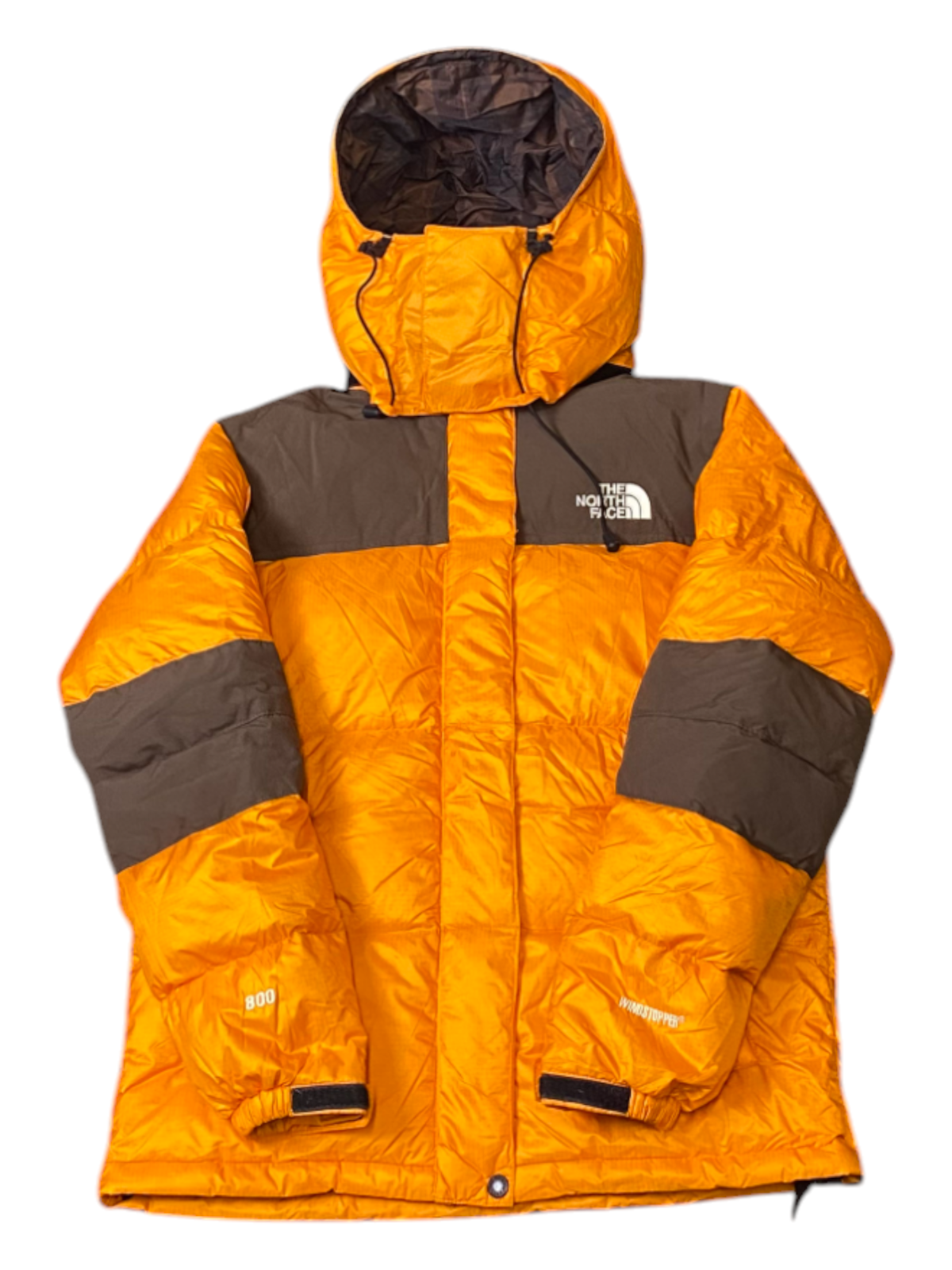 The North Face Nuptse 800 Down Puffer Jacket Men Small Orange Softshell Full Zip