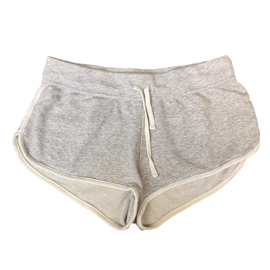 Running Sprinter Shorts Womens Large Grey Athletic Drawstring Waist Dolphin Hem