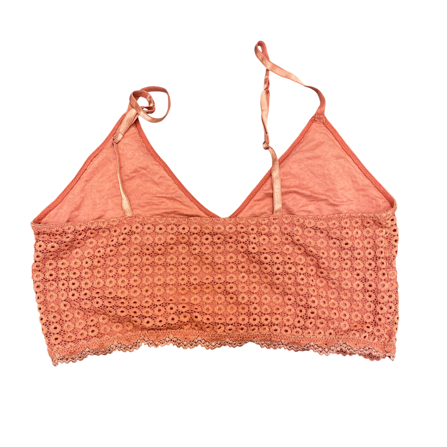 Maurices Bralette Bra Womens L Orange Circular Lace Adjustable Strap Longline