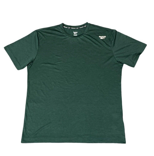 Reebook T-Shirt Mens Medium  Dark Green Logo Short Sleeve Crew Neck Pullover Tee