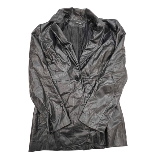 Sinequanone Faux Leather Jacket Womens Small Black Notch Lapel Single Breasted