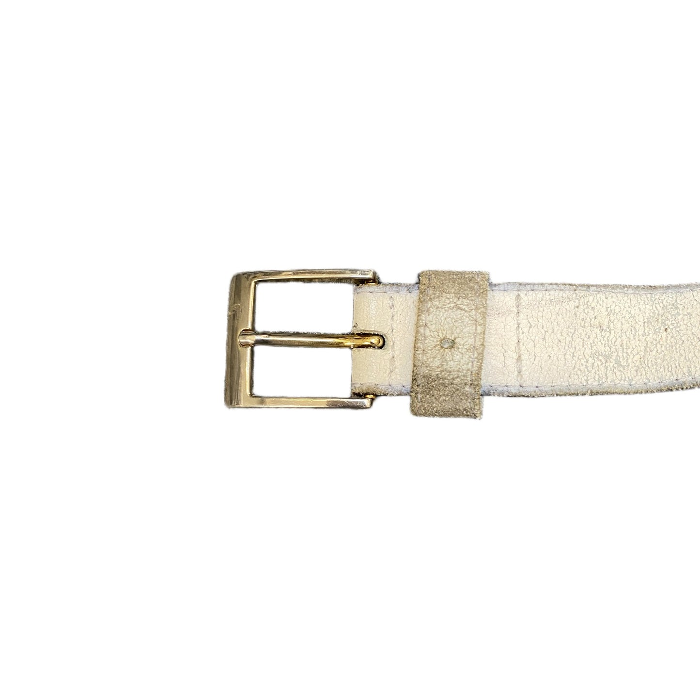 Vintage Waist Belt Mens White Leather Adjustable Silver Pin Buckle 40 Inches