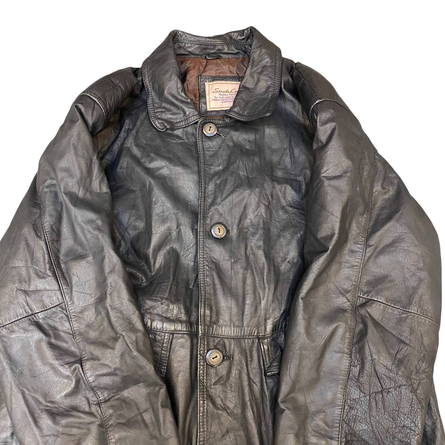 Strath Conar Leather Jacket Womens Medium Black Lined Collared Button Front