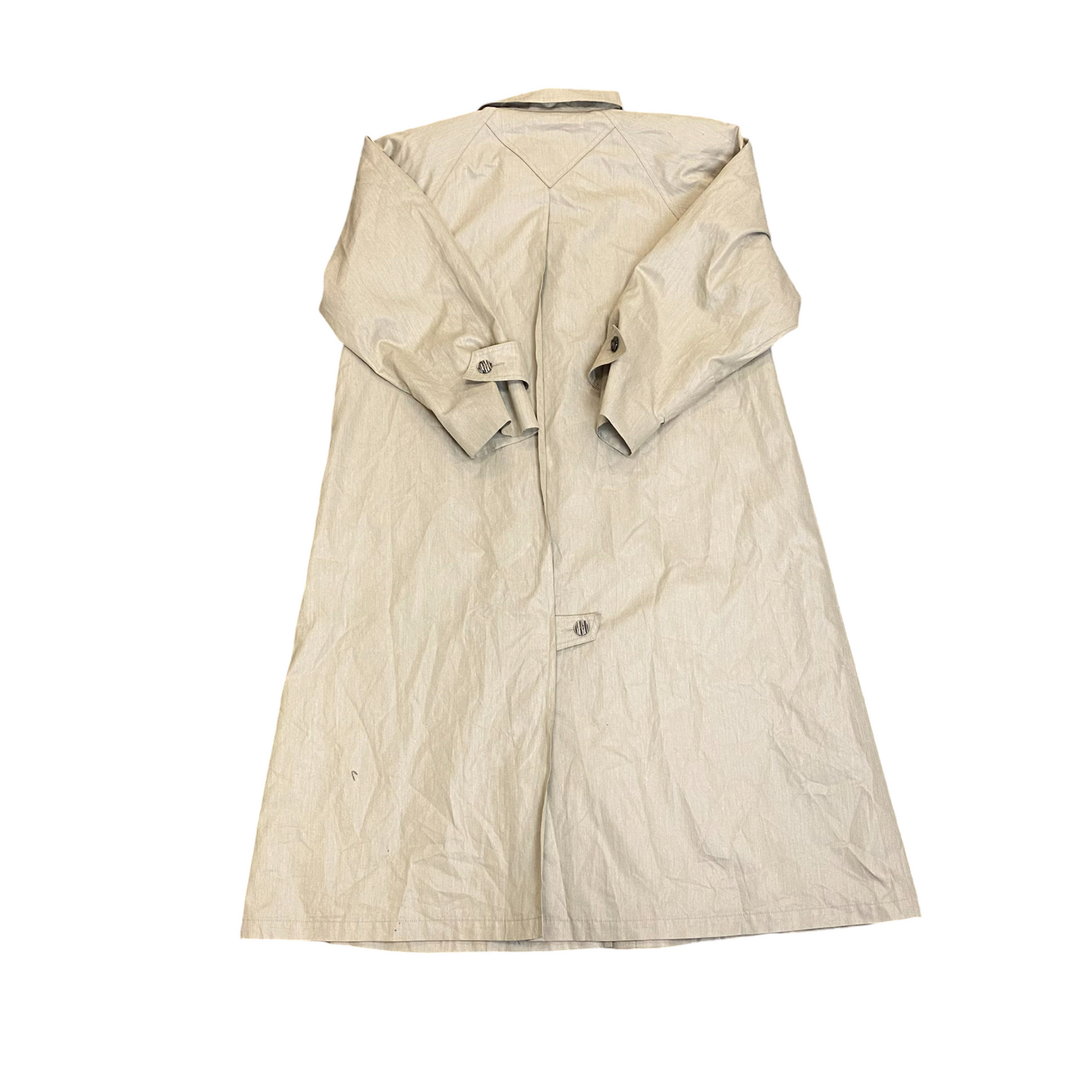 Long Coat Womens M Cream Pockets Long Sleeve Vented Button Front Casual Outdoor
