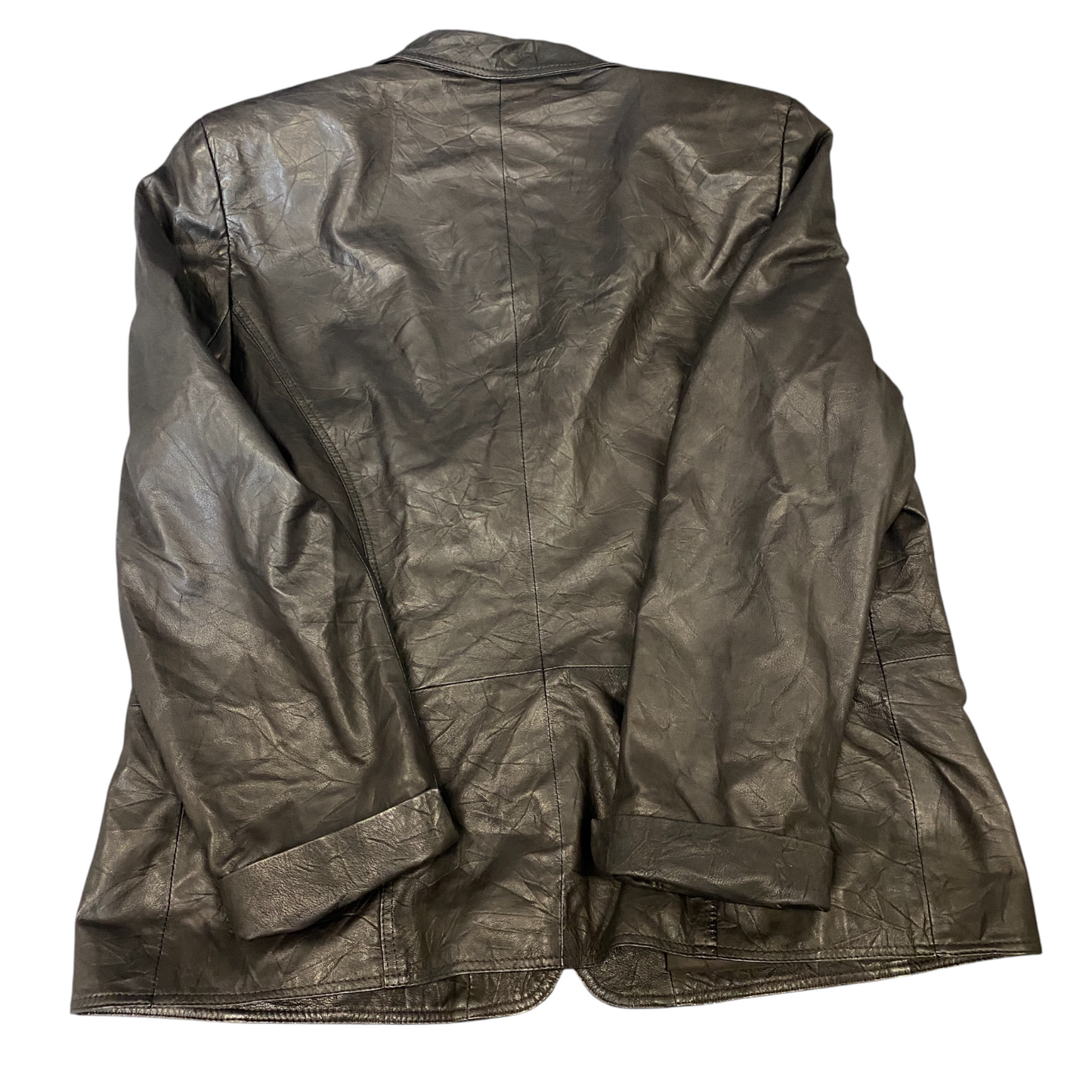 Brunetti Faux Leather Blazer Jacket Womens L Black Notch Lapel Single Breasted