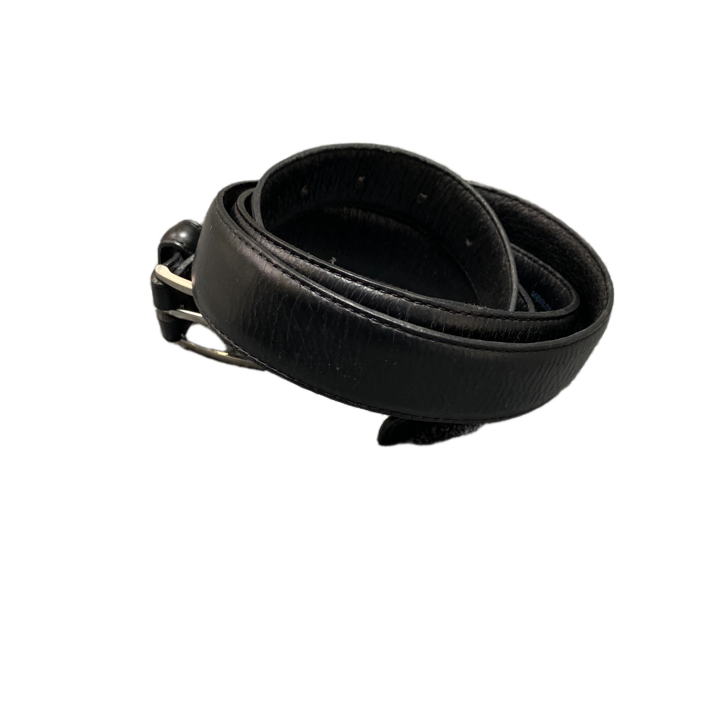 Waist Belt Mens Black Leather Adjustable Classic Silver Pin Buckle 47.5 Inches