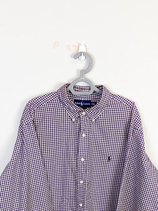 Ralph Lauren Shirt Mens XL Purple Check Classic Fit Small Green Polo Pony Logo