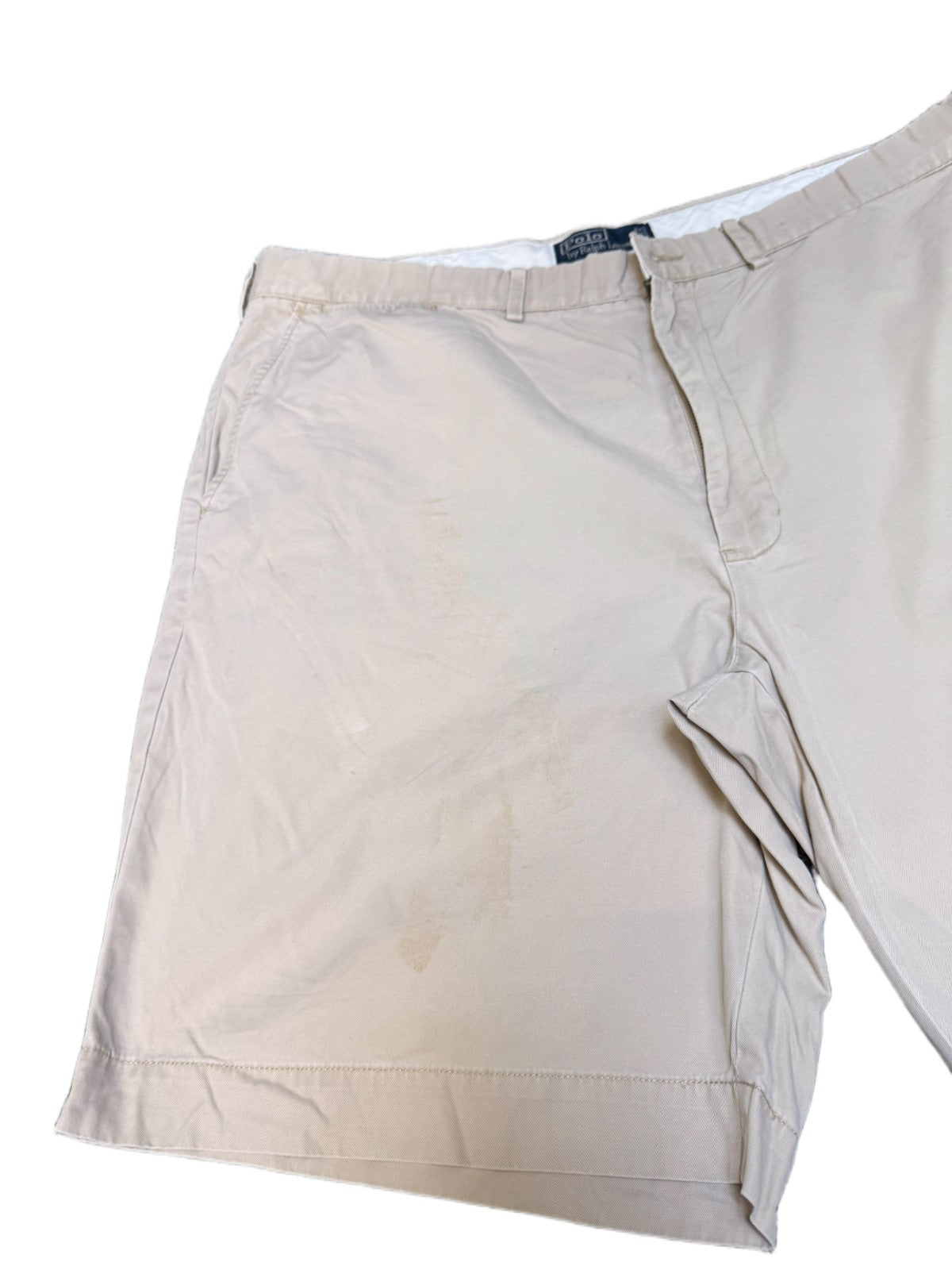 Polo Ralph Lauren Classic Chino Shorts Fits as Men XL 40" Waist Beige Flat Front