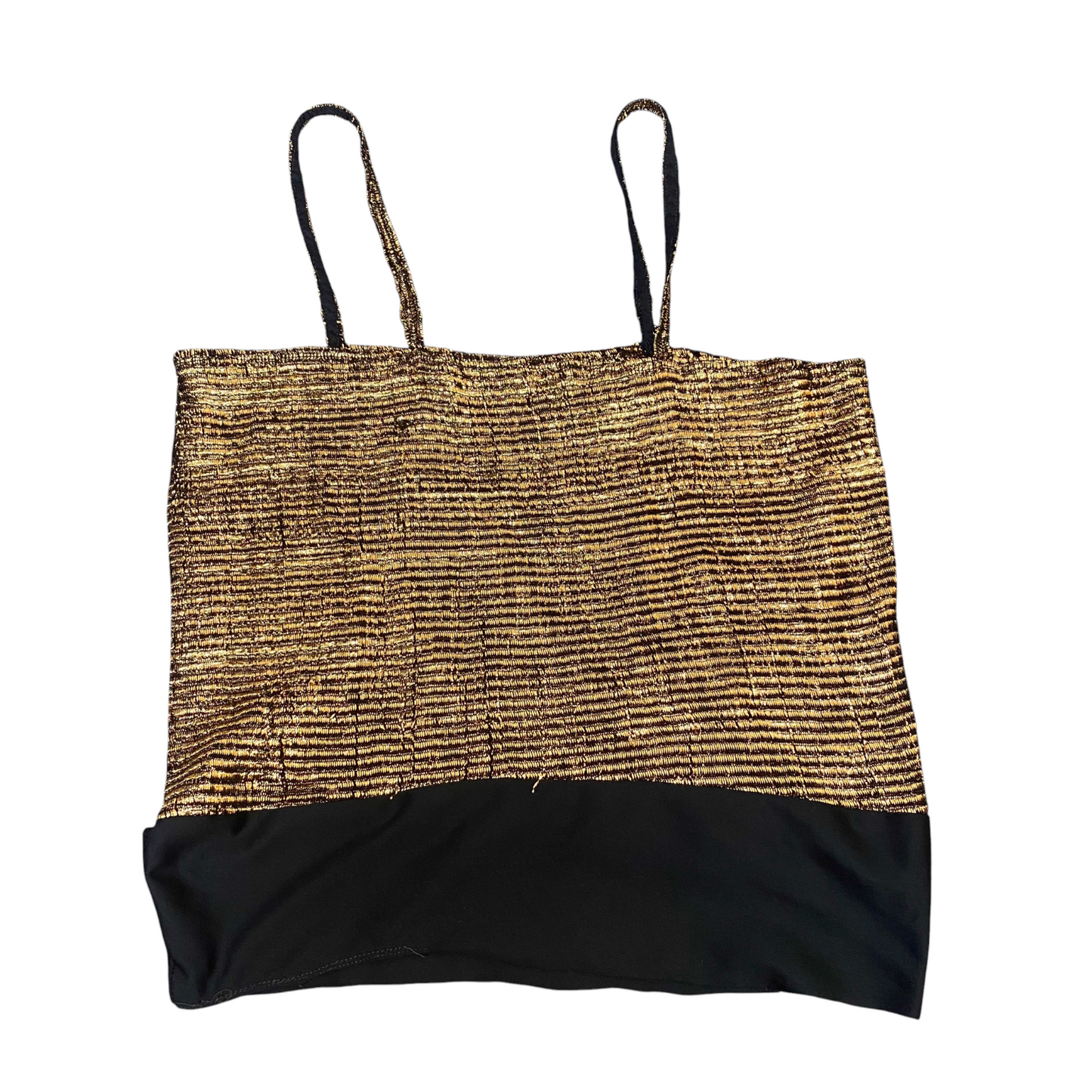 Camisole Top Womens S Black Gold Embroidery Sleeveless Square Neck Pullover