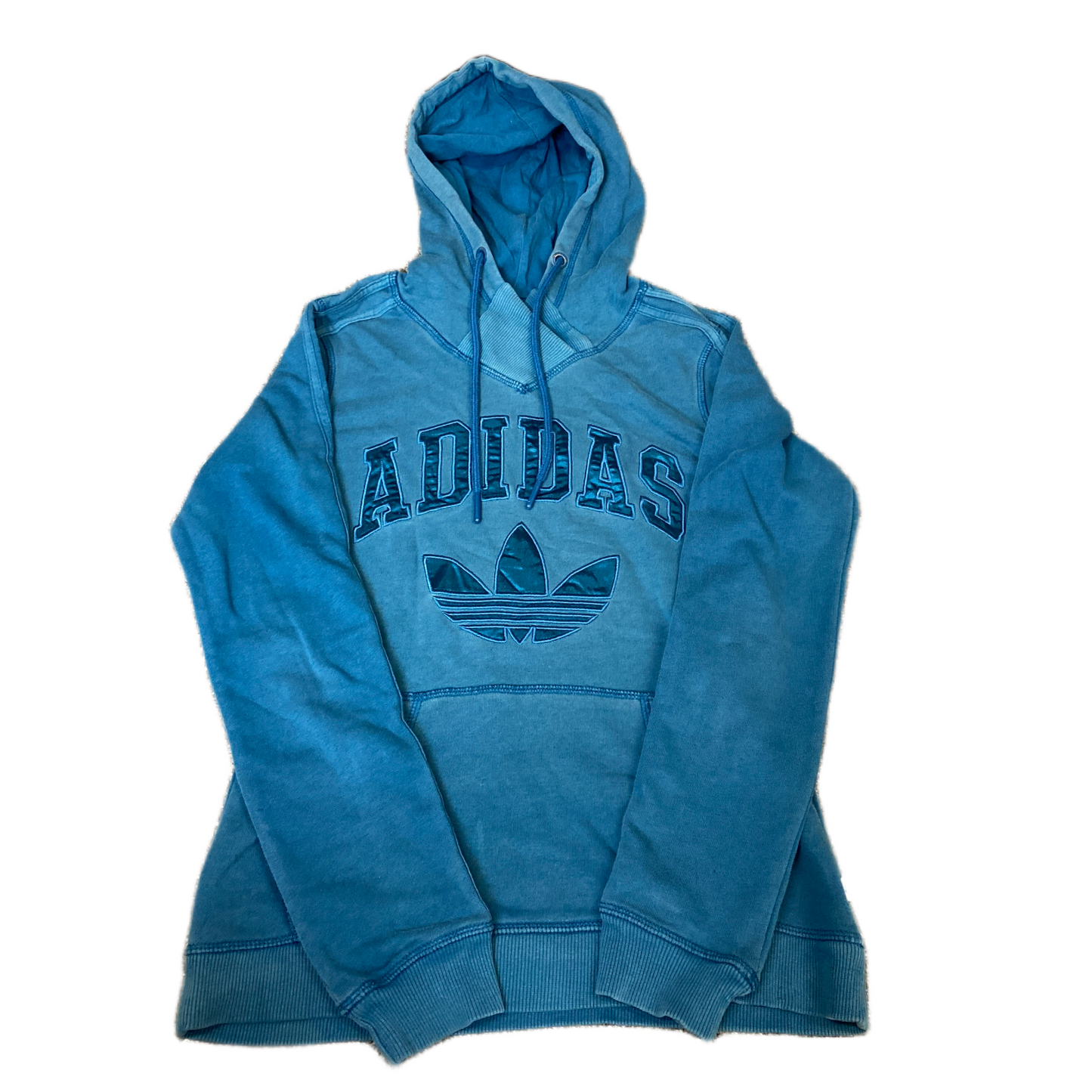 Adidas Hoodie Girls Small Teal Blue 3-Stripes Embroidered Fleece Logo Pullover