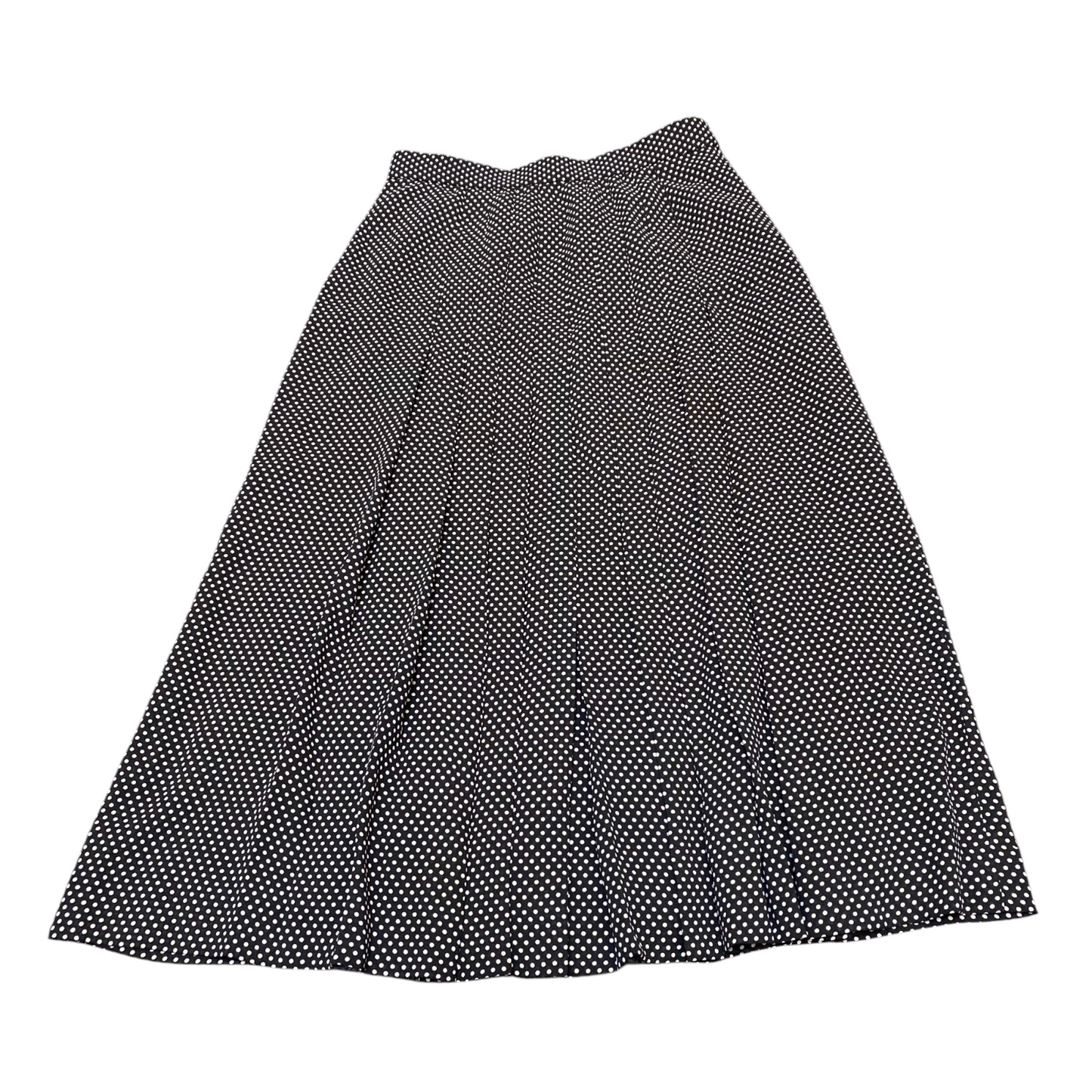 Rope Maxi Skirt Womens M Black White Polka Dot Lined Pleated Knee Length Flared