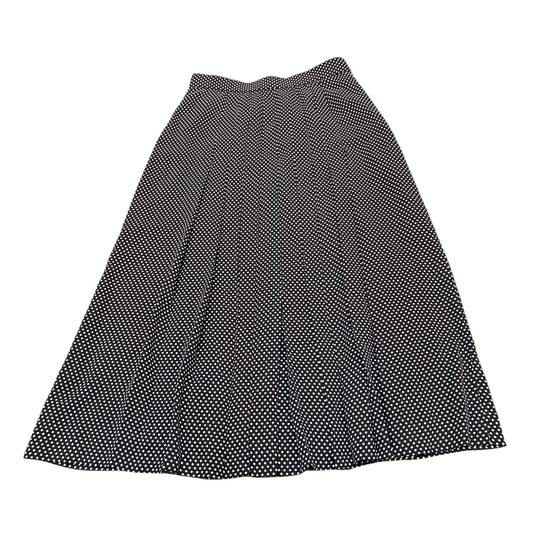 Rope Maxi Skirt Womens M Black White Polka Dot Lined Pleated Knee Length Flared