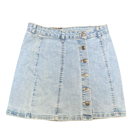 Hot Kiss Mini Skirt Womens S Blue Denim Light Wash Casual Button Fornt Outdoor