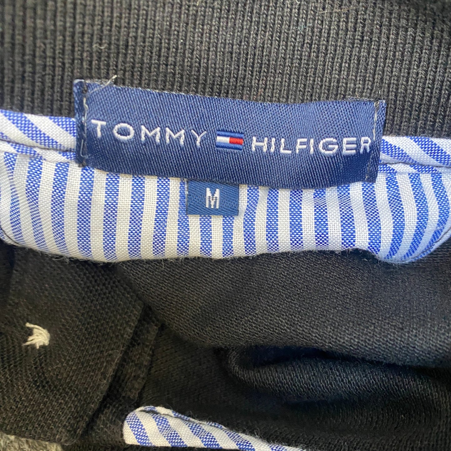 Vtg Tommy Hilfiger Polo Shirt Boys Medium Black Stretch Golf Performance Popover