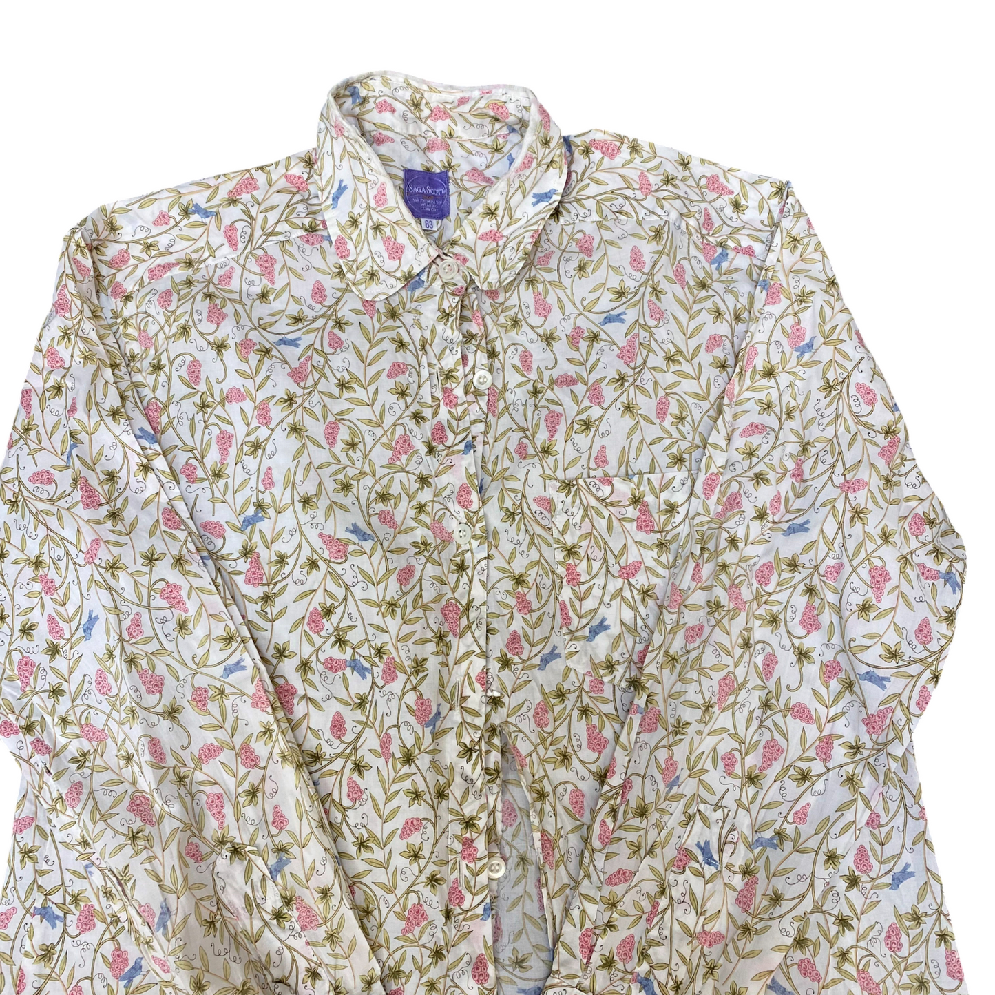 Saga Scott Shirt Top Womens M Multi Floral Collared Long Sleeve Button Down