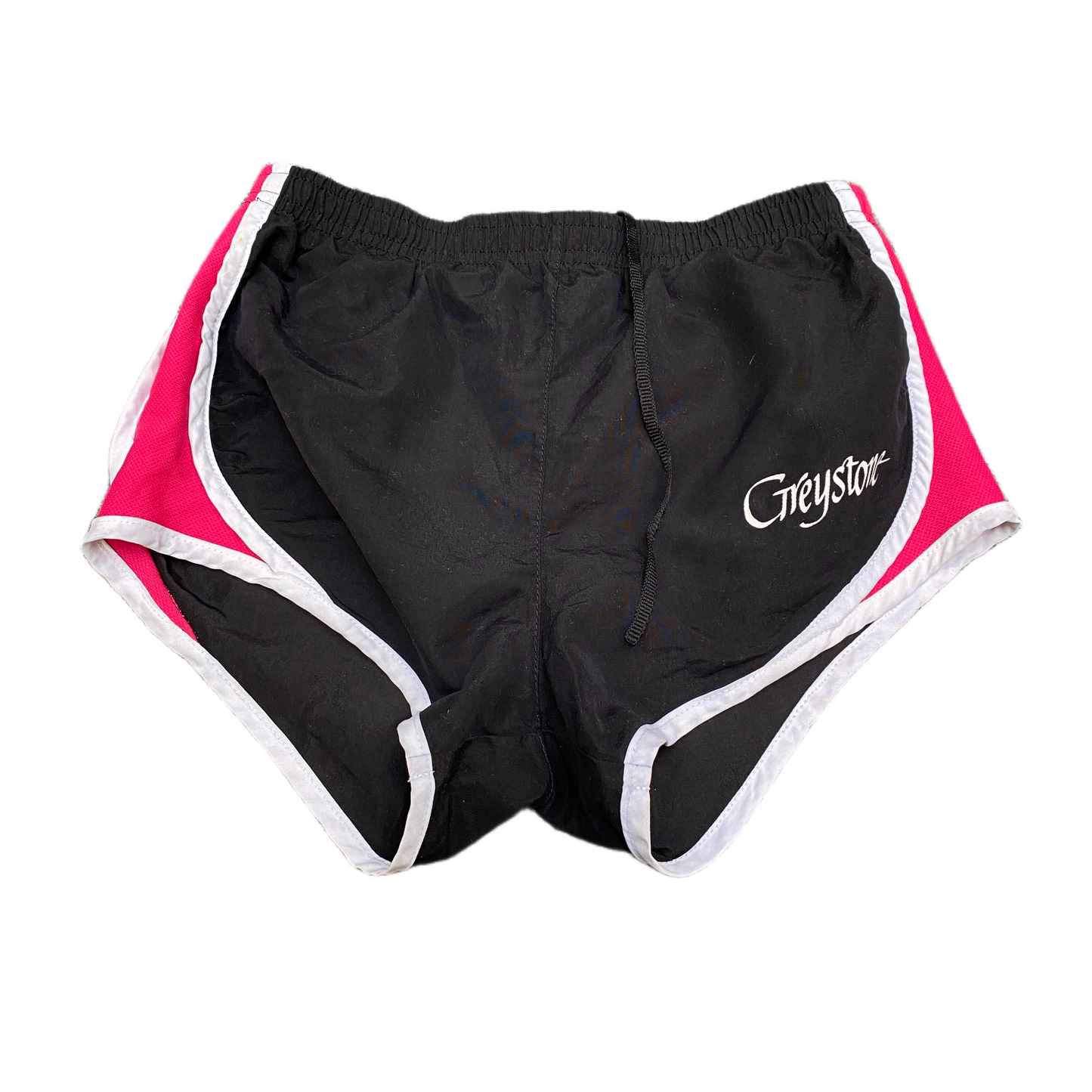Running Sprinter Shorts Womens L 24" Waist Black Pink Athletic Gym Dolphin Hem