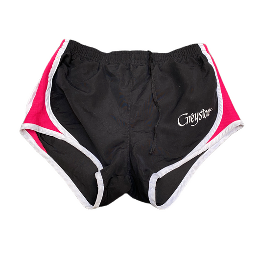 Running Sprinter Shorts Womens L 24" Waist Black Pink Athletic Gym Dolphin Hem