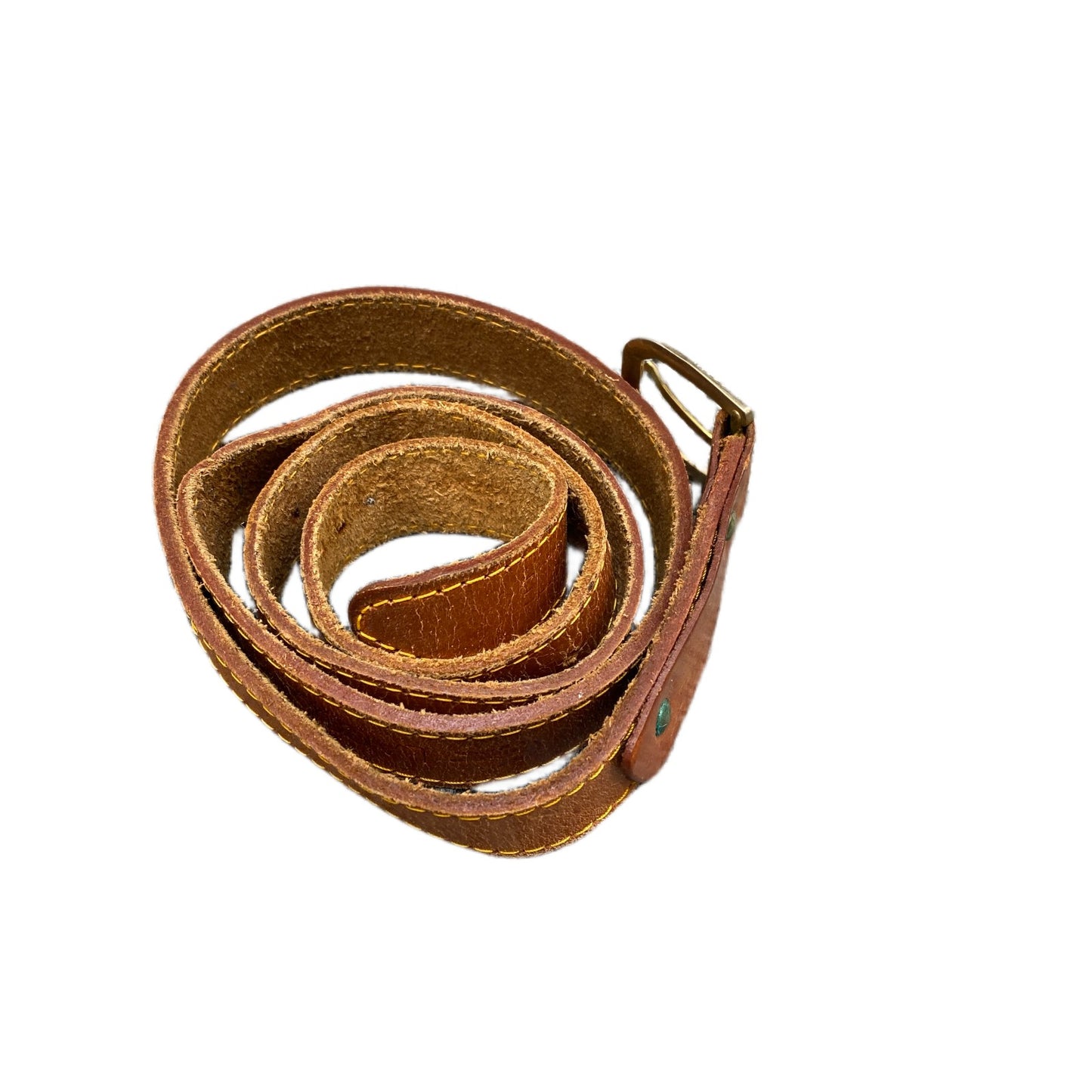 Lacoste Waist Belt Mens Brown Leather Adjustable Brass Buckle 41.5 Inches