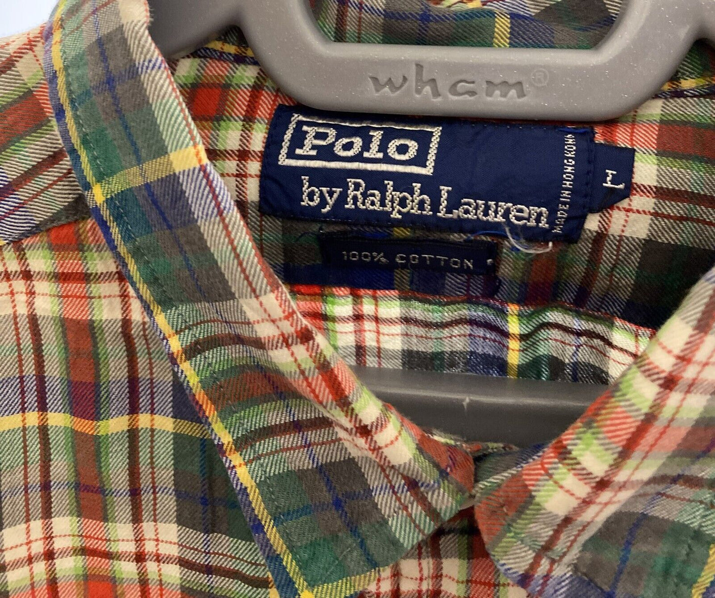 Ralph Lauren Shirt Men Large Multicoloured Plaid Cotton Flap Pockets Button Down