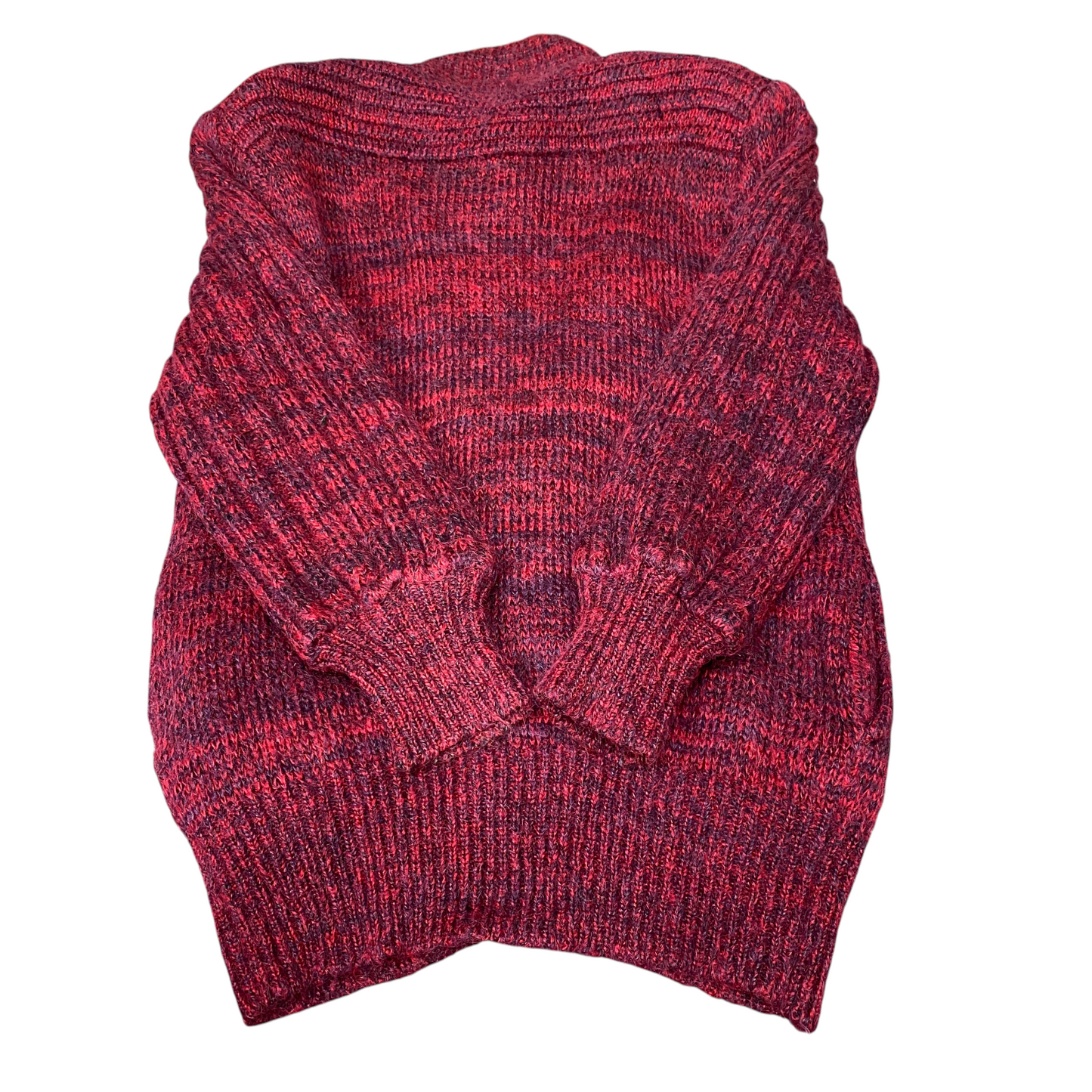 Womens Cardigan Jumper Medium Maroon Lined Long Sleeve Mock Neck Button Front