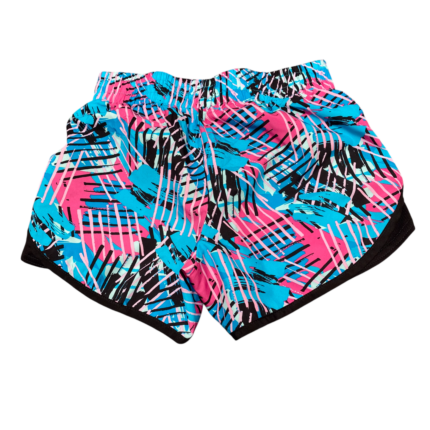 Running Sprinter Shorts Womens L Multicoloured Tropical Athletic Elastic Waist