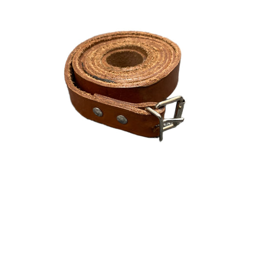 Waist Belt Men Brown Leather Adjustable Silver Pin Roller Buckle 51.5 Inches
