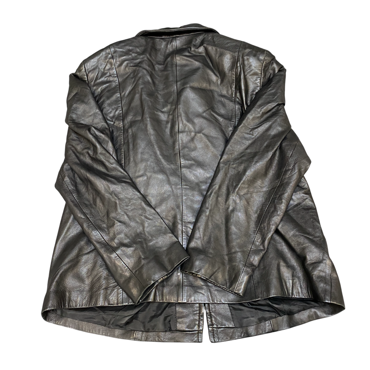 Womens Leather Biker Jacket Medium Black Lined Long Sleeve Collared Full Zip