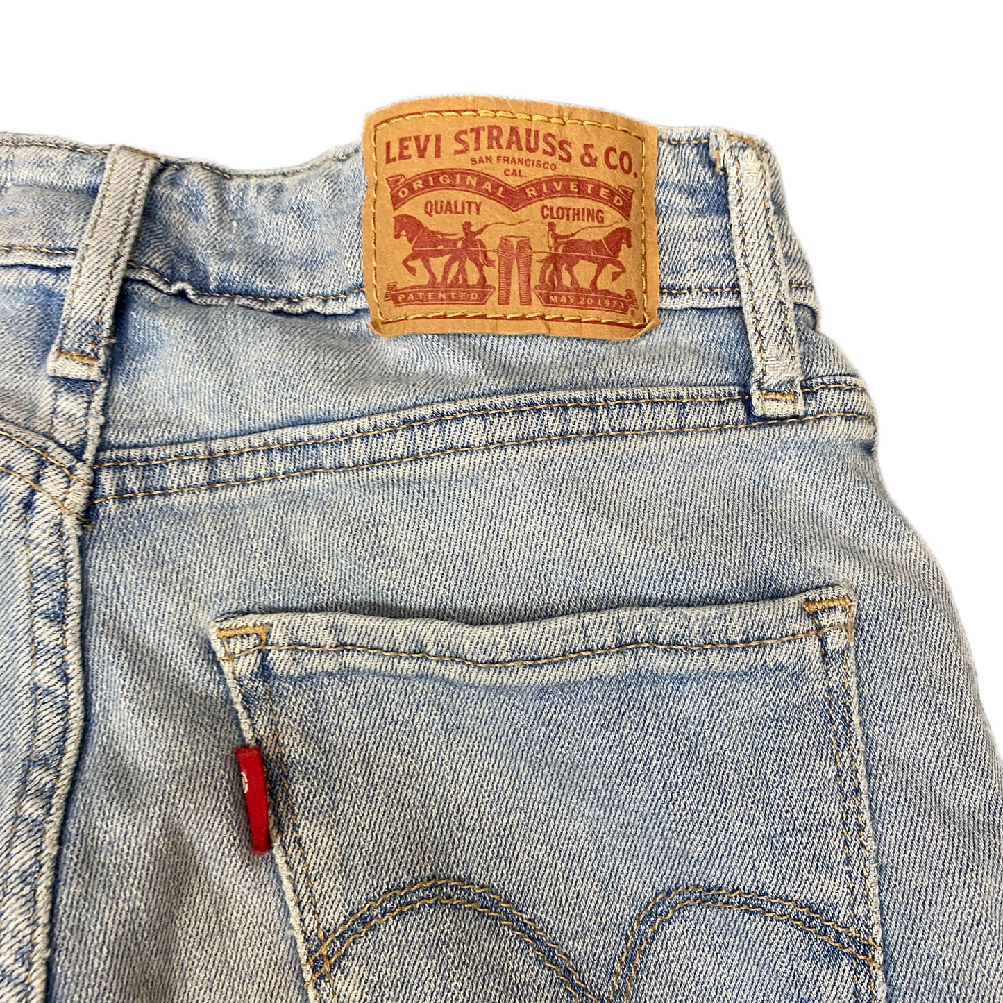 Levi's Jeans Fits as Women 24" Waist Blue Denim Raw Hem 721 High Rise Skinny Leg