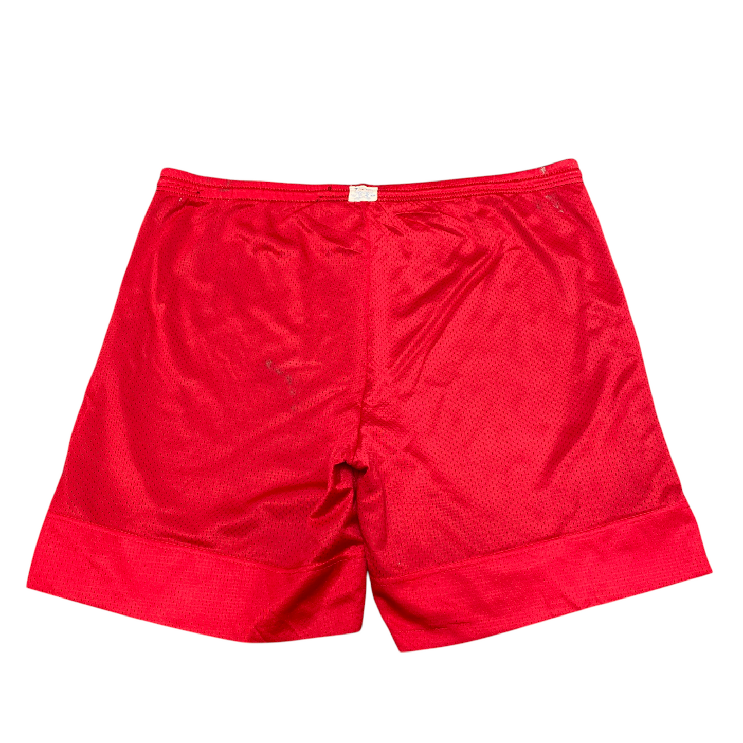 Basketball Shorts Mens Large Red Nylon Allover Mesh Drawstring Elastic Waist