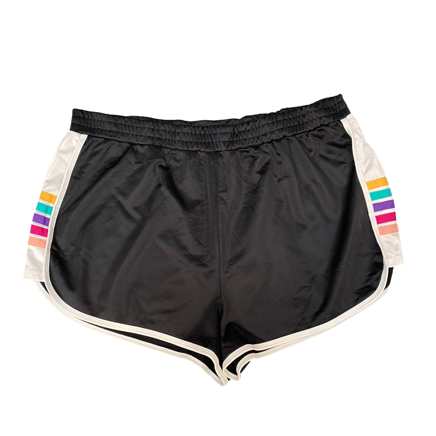 Swim Board Shorts Womens 2XL Black White Stripe Flex Elastic Waist Dolphin Hem