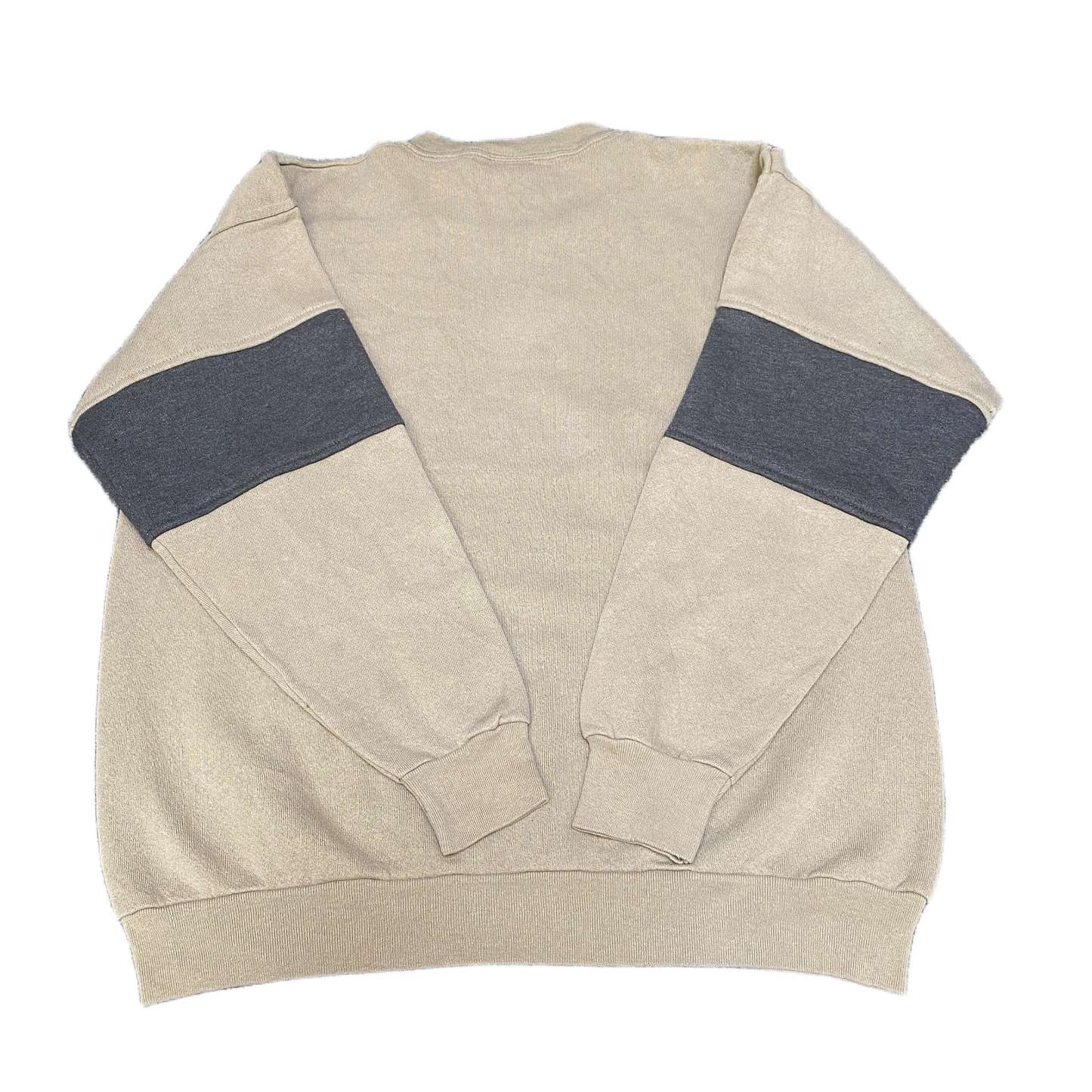 Nike Reworked Sweatshirt Mens M Grey Beige Embroidered Spellout Logo Vintage Y2K