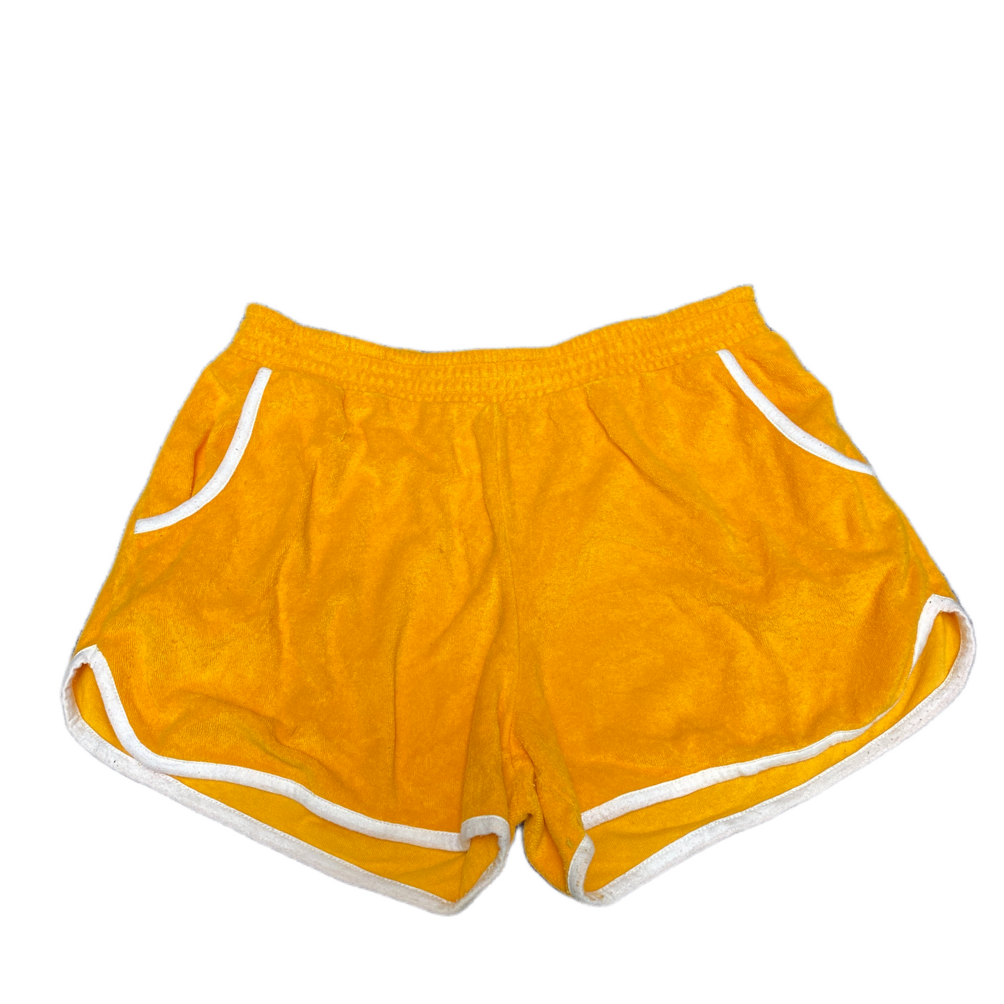 Running Sprinter Shorts Womens M 27" Waist Yellow Terry Cloth Athletic Workout
